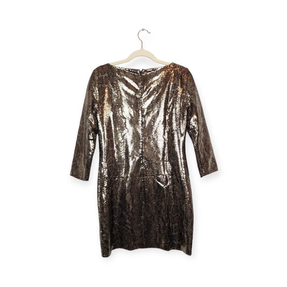 Tahari Ezra Gold And Black Python Sequin Sheath D… - image 2